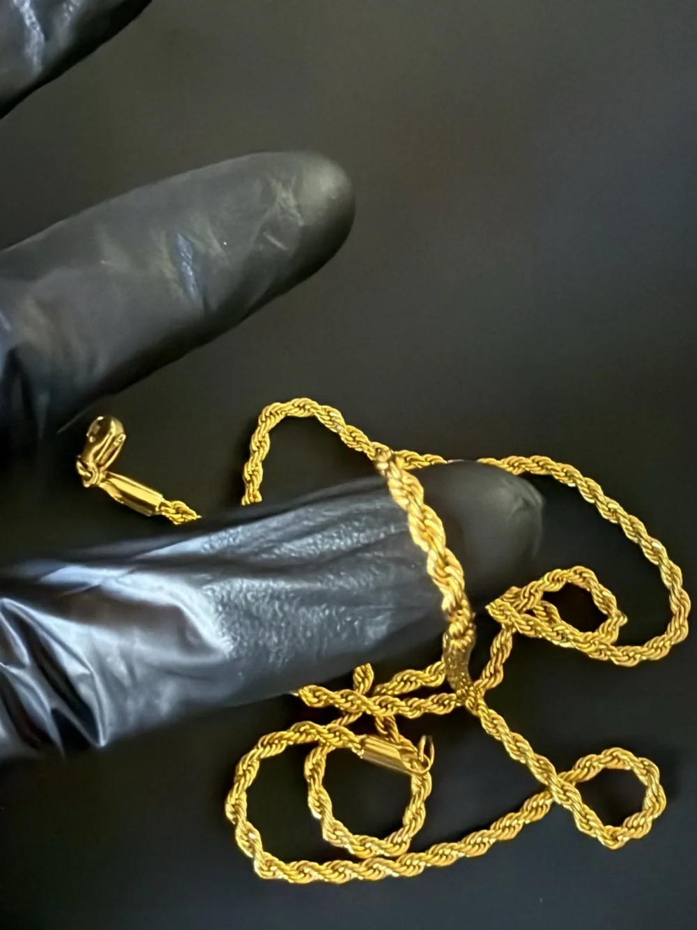 Gold plated rope link chain